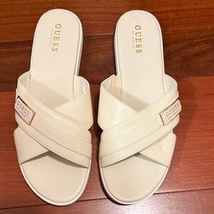 Guess Women's Beige Slide Sandals